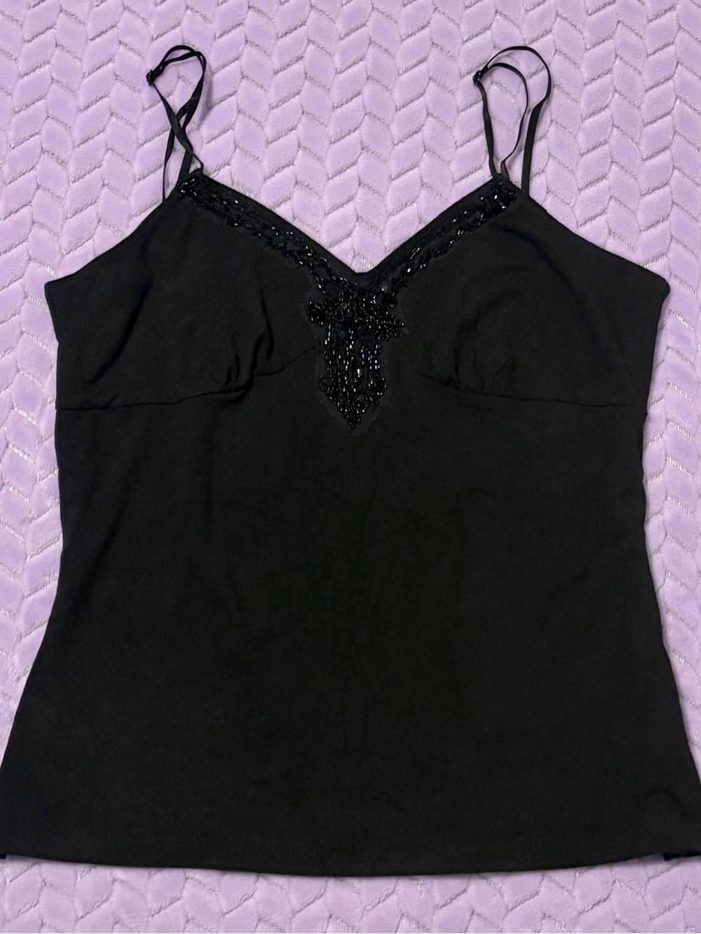 Apt. 9 Black Beaded V-Neck Camisole